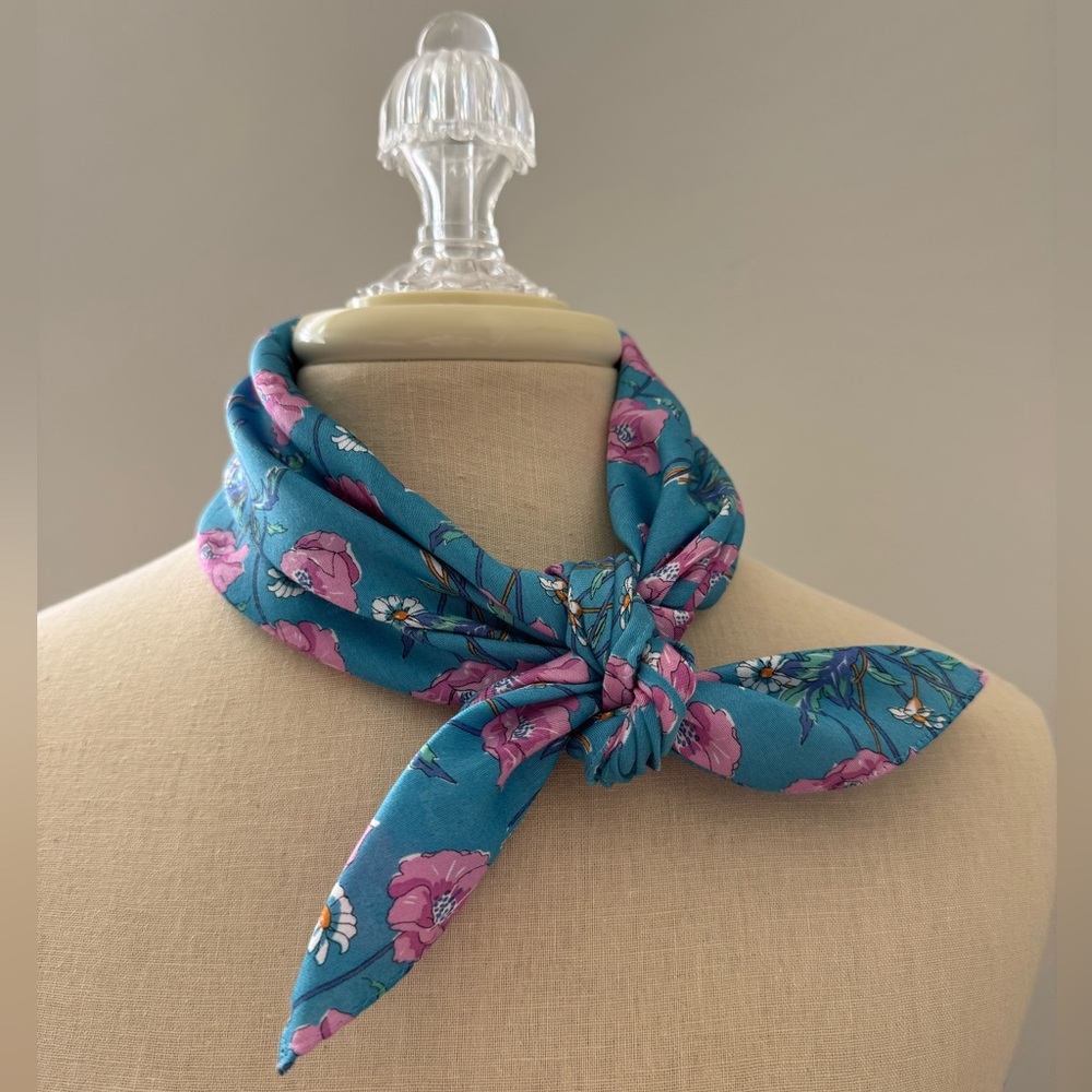 Liberty London Pink Poppy Floral Hankie Scarf